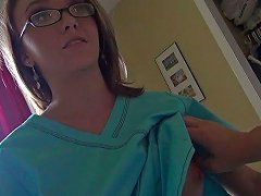 nerdy teeny blonde babe carrie gives some head on pov video amateur clip
